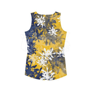 Women's Floral Print Knitted <b>Tank</b> <b>Top</b> Scoop Neck Breathable Casual Style Yellow Blue <b>White</b> Pattern Regular Length - Product Image 2