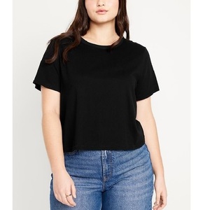T-shirt d'été à manches courtes en tricot uni imprimé pour femmes grandes tailles, vente en gros, fournisseur BD - Product Image 1
