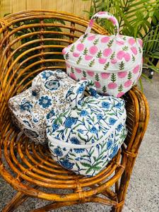 Premium Quilted Cotton Makeup Bag Printed Travel Cosmetic Organizer Zipper Vanity Pouch Reusable <b>Toiletry</b> <b>Storage</b> Case hand bag - Product Image 1