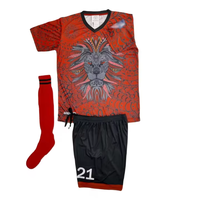 Conjunto de 3 Piezas de Uniforme de Fútbol para Hombre, Camiseta de Fútbol con Diseño de León Tribal Naranja, Pantalones Cortos y Calcetines para Partidos Profesionales