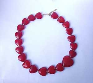 MN EXPORTS Women's Red Heart Shape <b>Resin</b> Natural Pearl Beaded Necklace Fashion Party Gift Jewelry - Product Image 6