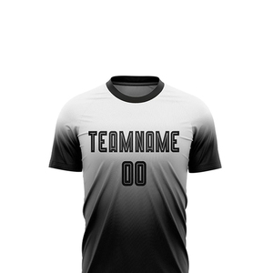 Conjunto de Uniforme de Fútbol Personalizado con Degradado Blanco y Negro, Diseño Moderno, Ropa Deportiva Transpirable para Equipo, OEM - Product Image 4