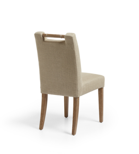 Chaise de salle à manger rembourrée moderne avec poignée en bambou incrusté et pieds en bois massif - Product Image 4