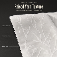 Tissu de rideau jacquard transparent 100% polyester extra large 280cm 320cm 340cm, tissu filtrant la lumière pour rideaux de fenêtre