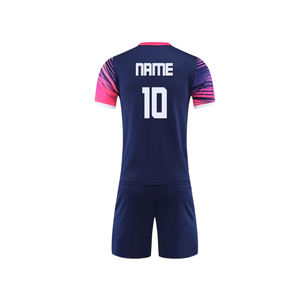 Ensemble de maillots de football unisexe, bleu foncé, dégradé rose, sans manches, respirant, imprimé par sublimation, coupe régulière pour adulte, 100% polyester - Product Image 5