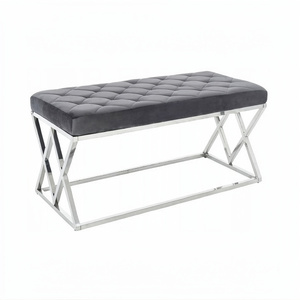 Bulk Metal Bench Velvet Sit-In Black Color Customized Size <b>Outdoor</b> Gym Hotel Restaurant Living Room Bench - Product Image 1