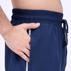 Pantalones Cortos Deportivos de Secado Rápido para Hombre, Color Azul Marino, Cintura Elástica, Color Sólido, Tejido de Tela, Estilo Casual con Bolsillos - Product Image 5