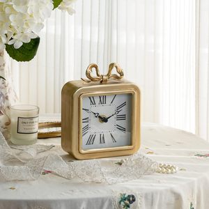 Bow Style Metal Desk Clock Quartz Movement <b>Timer</b> Function Needle Display Battery Powered Vintage Design for Tabletop Home Decor - Product Image 3