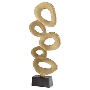 Escultura Abstracta de Latón Chapado en Oro, Pieza de Arte de Forma Irregular para Decoración del Hogar, Artesanía Metálica Moderna - Product Image 1