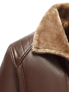 Custom Design Premium <b>Leather</b> Fur Bomber <b>Jacket</b> with Soft Sherpa Lining OEM Export Quality Manufacturing - Product Image 4