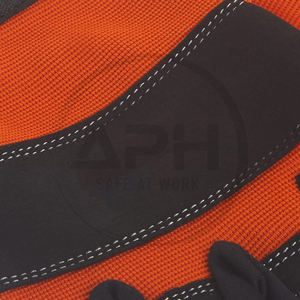 Gants de coupe pour tronçonneuse orange haute visibilité avec paume renforcée noire et sangle de poignet réglable – Équipement d'arboriste - Product Image 6