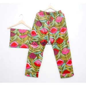 Hot Selling 100% Cotton Luxury Soft Pajama Set Long <b>Pant</b>-Women's Bohemian Summer/Winter Sleepwear & Loungewear Gift - Product Image 5