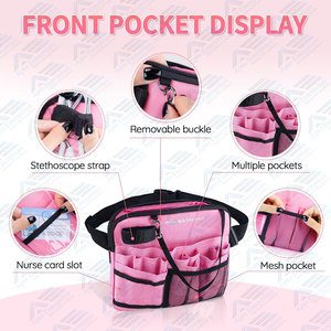 Sac banane d'infirmière rose pour femmes sac d'infirmière avec porte-ruban plusieurs poches pochette utilitaire de taille d'infirmière de soins médicaux - Product Image 2