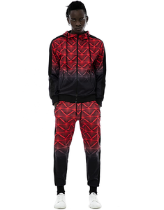 ชุดวอร์มมีฮู้ดสำหรับผู้ชาย,ชุดวอร์มเข้ารูปแบบมีซิปด้านหน้าพิมพ์ลายฤดูใบไม้ร่วงเสื้อกีฬาแขนยาว2ชิ้น - Product Image 1