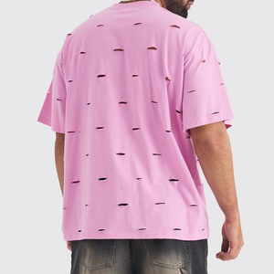 Camiseta para Hombre con Efecto Desgastado, Transpirable, Cómoda, Informal, de Primera Calidad, Precio Económico, Venta al Por Mayor OEM - Product Image 2