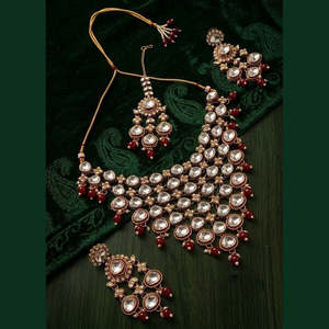Designer Gold-Plated Pota Stone & Pearl Necklace <b>Set</b> for Women Traditional Fashion Jewelry-10575302GR - Product Image 2