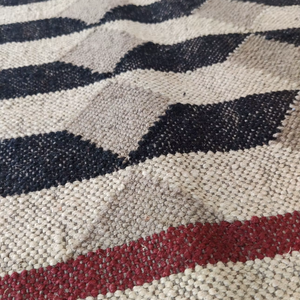 Alfombra Durrie de Lana Hecha a Mano, Negra y con Patrón Abstracto Natural, Ecológica, de Pelo Corto y Tejido Plano, para Sala de Estar y Dormitorio - Product Image 5