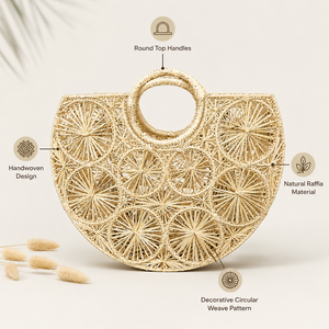 Bolso Tote de Rafia Natural Tejido a Mano con Asa Redonda, Bolso de Playa de Paja, Ecológico, Moderno, Bolso de Hombro para Compras - Product Image 6