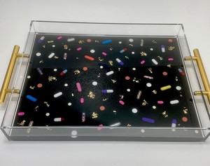 Luxury Black Resin Serving <b>Tray</b> with Gold Foil Resin <b>Storage</b> <b>Tray</b> - Product Image 2