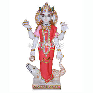 Ídolo de Mármol Ganga Devi para Templo |   Diosa Ganga Murti de pie con Makara – Maliyas - Product Image 1