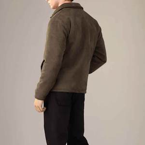 Mens Wool Blend Stand Collar Bomber Jacket Warm Fleece Lined Winter Casual Streetwear Outerwear with Zipper Closure - Product Image 3