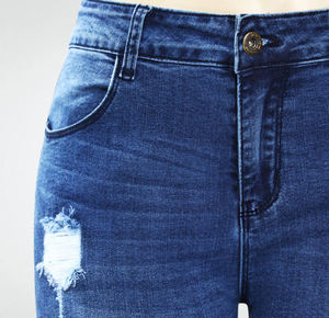 Best Selling Custom Logo High <b>Waist</b> Ripped Wide Leg <b>Jeans</b> Women Vintage Blue Distressed Denim Pants Denim <b>Jeans</b> - Product Image 6