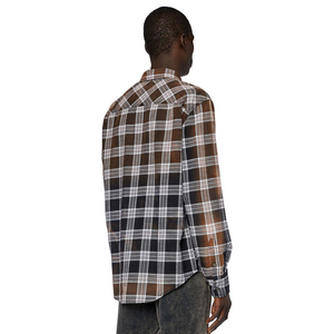 Chemise en flanelle à carreaux pour homme, manches longues, boutonnée, col rabattu, style décontracté, pour l'automne, 100% coton, tissu tissé. - Product Image 2