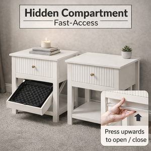 ELVROGEST SA Nightstand hidden gun compartment secret drawer secure <b>storage</b> modern white wood bedside <b>table</b> concealed safe box - Product Image 3