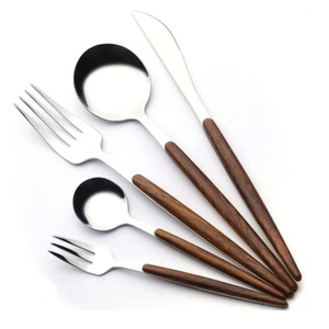 Luxury <b>Flatware</b> Set Unique Stylish <b>Flatware</b> With Wooden Decorative Handle Restaurant Cutlery Supplier By India - Product Image 1