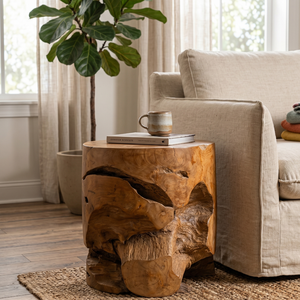 Table basse ARTERRA en bois naturel de teck rustique, artisanale, meubles de salon, non pliable - Product Image 5