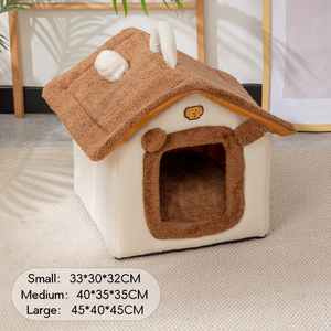 Cama Cueva para Gatos y Perros, Cálida para Invierno, Portátil, para Interiores, con Asa, Cojín Extraíble y Lavable, Nido Suave de Felpa para Cachorros - Product Image 5