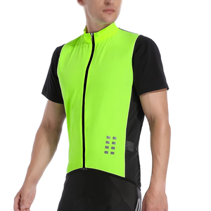 Chaleco de Ciclismo sin Mangas Reflectante Cortavientos Unisex de Alta Visibilidad en Verde Neón, Naranja, Verde Azulado y Negro con Malla Trasera y Cremallera Delantera - Product Image 2