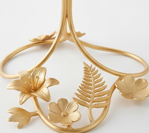 Elegante Tazón de Acero Inoxidable con Base de Flores Doradas, Plato Decorativo Hecho a Mano para Servir, Decoración Moderna para Mesa de Fiesta - Product Image 3