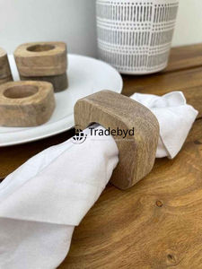 Anneaux de serviette de table en bois faits à la main, classiques, écologiques, durables, accessoires de table haut de gamme Tradebyd - Product Image 4