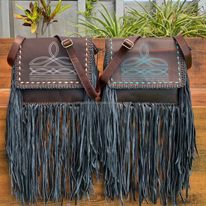 Fashionable High Quality Durable Boot Stitch Genuine Leather <b>Large</b> Fringe Crossbody Bag Western Bohemian Cowhide Women's Handbag - Product Image 5