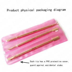 Ensemble d'outils à ongles en acier inoxydable rose doré de qualité supérieure, 3 pièces, pousse-cuticules double face pour manucure et pédicure professionnelles - Product Image 5