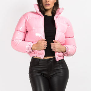 Women's <b>Quilted</b> Thick Lightweight <b>Winter</b> Jacket with Detachable Collar Short Cropped Style 100% Polyester Fabric - Product Image 1