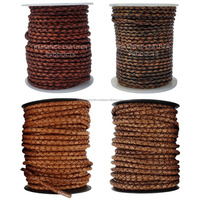 Cordon en cuir tressé rond brun Reliance Leather Products pour la fabrication de bracelets et la création de bijoux
