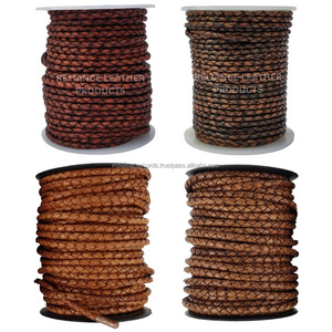 Vente en gros brun vintage/antique tressé Bolo 100% cordon en cuir pur personnalisable accessoire de bijoux différentes couleurs tailles artisanat - Product Image 3