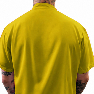Chemise de travail jaune à manches courtes pour hommes, avec poche poitrine et col, modèle Barber - Product Image 5