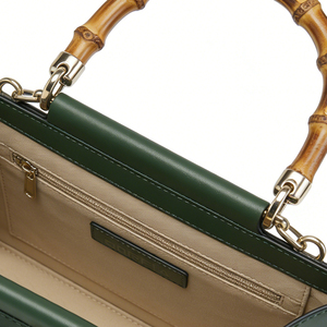 Bolso de Mano Personalizado 2026, Portátil, de Cuero PU, con Asa de Bambú, Decoración de Jade, Cuadrado, Clásico, de Diseño para Mujer - Product Image 6
