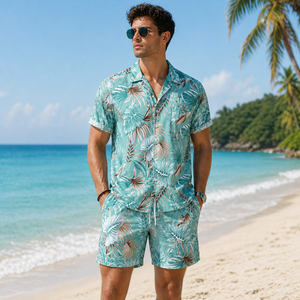 Custom Shirt Anti-Pilling Satin Fabric Short Sleeve Floral Printed Design satin 100%poly 300Grams Men's Casual Summer Breatha - Product Image 1