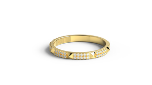 Anillo de Diamantes con Diseño de Pirámide en Oro de 18K, Banda de Media Eternidad con Doble Hilera Alternante de Diamantes Pavé, Apilable, para Compromiso, Boda, Joyería Fina para Mujer - Product Image 1