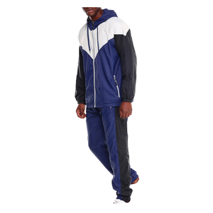 Polyester Casual <b>Wind</b> <b>Breaker</b> Zip Hooded Windbreaker Set Men Windbreaker Tracksuit Set - Product Image 2