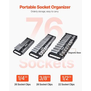 Set Organizzatore Portatile per Chiavi a Bussola da 3 Pezzi (Metrico e SAE) 1/4 3/8 1/2, Porta Chiavi Resistente per Meccanici e Progetti Fai-da-te - Product Image 2