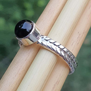 Handmade Classic Stack Wedding Twisted Rope Design Band Original Round <b>Black</b> Onyx Gemstone Ring 925 Sterling Silver Jewellery - Product Image 5