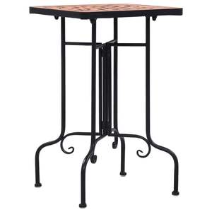 Petite table d'appoint d'extérieur durable en terre cuite, fer noir et céramique - Product Image 3