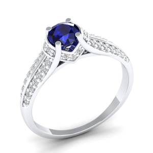 Anillos REYES personalizados con moissanita y zafiro azul en plata de ley 925, joyería fina para mujer, regalo para ella. - Product Image 2