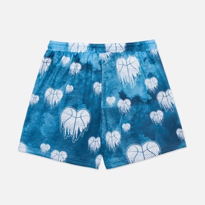 Shorts en maille tendance pour hommes 100 % polyester imprimé intégral, taille élastique, logo personnalisé, entrejambe de 5 pouces, design streetwear robuste - Product Image 2