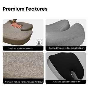 Extra Large Ergonomic Office Chair Lumbar Pillow Memory Foam Seat <b>Cushion</b> Sewn for Pressure Relief Sciatica Pain Long Sitting - Product Image 5